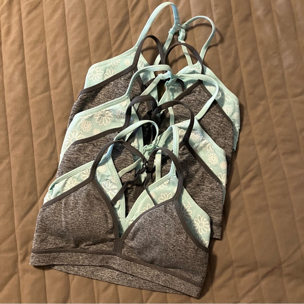 Set of 6 Gray and Mint Sports Bras